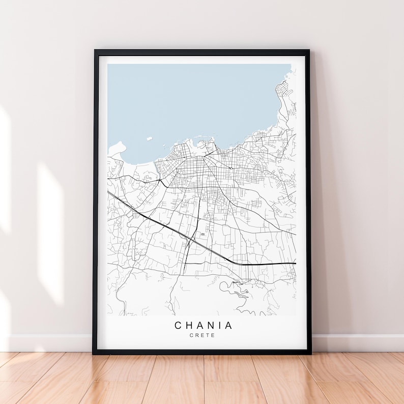 Chania Map Print Chania Crete Greece Map Poster Wall Art Gift Unframed ...