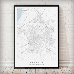 Bristol Somerset Avon Karte Druck Minimalist Home Karte Bristol England Karte Poster Wand-Dekor