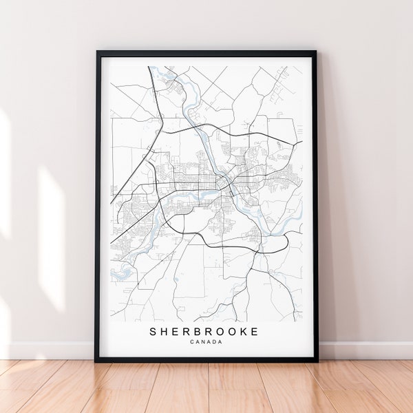 Sherbrooke City Canada Map Print Poster Minimalist Home Sherbrooke Quebec Canada Map Poster Wall Art Decor