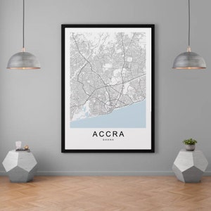 Accra Ghana Stadt Karte Druck Minimalist Home Map Poster Wand-Dekor