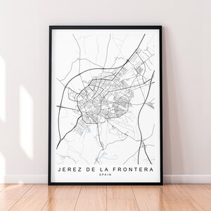 Jerez de la Frontera Stadt Karte Spanien Druck Minimalist Jerez de la Frontera Spanien Stadt Karte Poster Wand Dekor