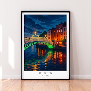 Dublin Bridge Travel Print Art Illustration Dublin Bridge Poster Wall Art Gift Unframed Print
