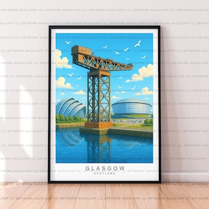 Glasgow Scotland Unframed Poster Illustration Art Print Glasgow Print