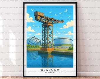 Glasgow Scotland Unframed Poster Illustration Art Print Glasgow Print