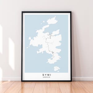 Symi Insel Karte Drucken Symi Insel Griechenland Karte Poster Wand Kunst Geschenk ungerahmt Druck