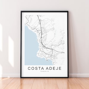 Costa Adeje Teneriffa Karte Print Poster Minimalist Home Decor Costa Adeje Teneriffa Karte Poster Wall Art Decor