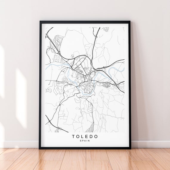 Toledo City Map Spain Print Minimalist Toledo Spain Town Map Poster Wall Decor