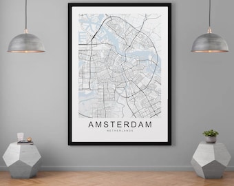 Amsterdam Map Print Minimalist Home Map Poster Wall Decor