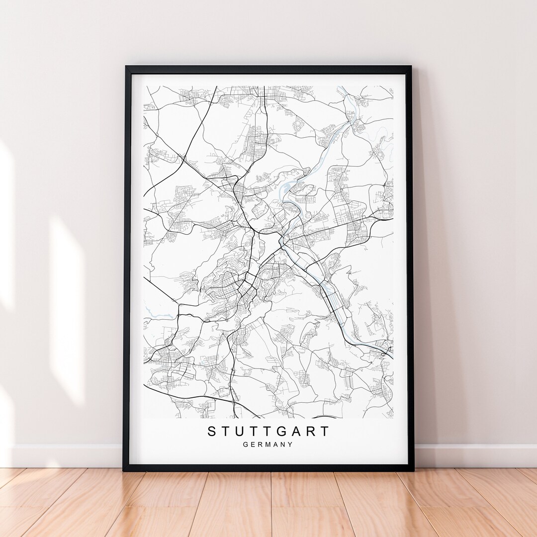 Stuttgart City Map Germany Print Poster Minimalist Home Decor Stuttgart ...