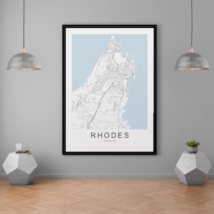 Rhodos Karte Griechenland Island Print Minimalist Home Map Poster Wall Decor