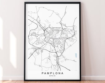 Pamplona City Map Spain Print Minimalist Pamplona Spain Town Map Poster Wall Decor