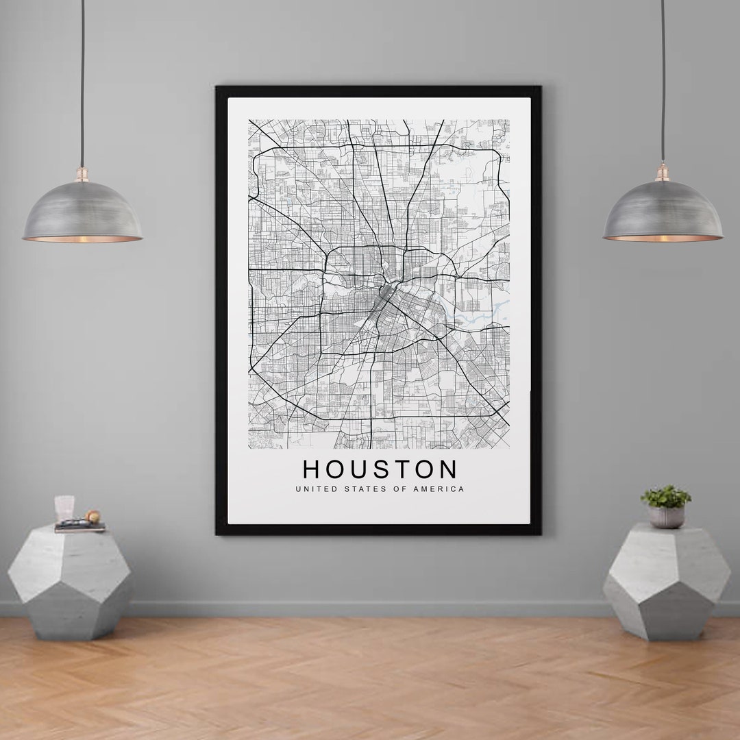 Houston Map Texas USA City Map Print Minimalist Home Map Poster Wall ...
