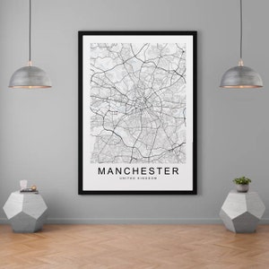Manchester UK Map Print Minimalistische Hauskarte Poster Wanddekoration