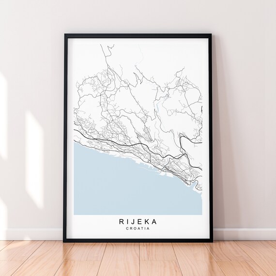 Rijeka Town Map Print Poster Minimalist Home Rijeka Croatia - Etsy