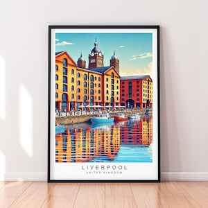 Liverpool Docks Waterfront Poster Illustrazione Stampa artistica Senza cornice