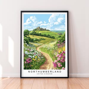 Northumberland Landscape Art Illustration Print Northumberland Poster Gift Unframed Print