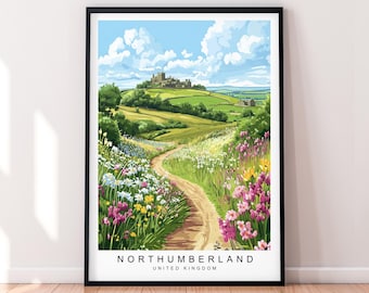 Northumberland Landscape Art Illustration Print Northumberland Poster Gift Unframed Print