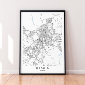 Madrid City Map Spanje Print Minimalistisch Madrid Spanje Town Map Poster Wall Decor