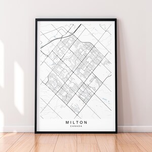 Impression de carte de Milton, affiche de carte de Milton Canada, cadeau d'art mural, impression sans cadre