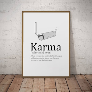 Karma Print Definition Poster Wall Art Minimalist Fun Bathroom Toilet Print