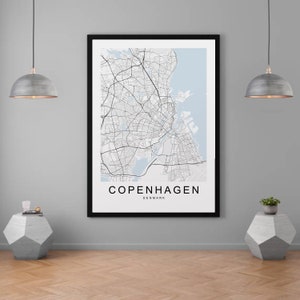 Carte de Copenhague, Danemark, impression de carte de la ville, maison minimaliste, affiche de carte de Copenhague, décoration murale, décoration murale