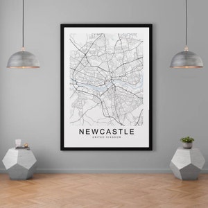 Newcastle Stadt Karte Druck Minimalist Newcastle England Vereinigtes Königreich Home Karte Poster Wand Dekor
