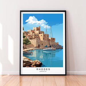 Rhodes Old Town Illustration Print Rhodes Medieval Town Greece Poster Wall Art Gift Unframed Print