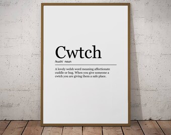 Cwtch Print Welsh  Definition Poster Wall Art Minimalist Print