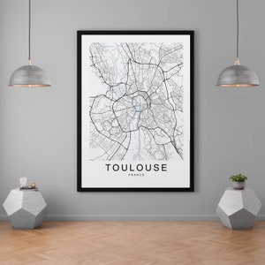 Toulouse Karte Frankreich Stadt Stadt Karte Druck Minimalist Home Map Poster Wanddekor