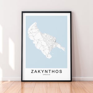 Zakynthos Karte Griechenland Druck Minimalist Home Travel Zakynthos Insel Karte Poster Wand Dekor