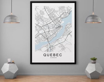 Québec carte Canada ville carte impression minimaliste maison carte affiche décoration murale