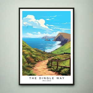 The Dingle Way Print The Dingle Way Path Hiking Illustration Art Poster Unframed Print