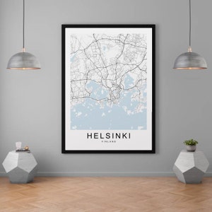 Helsinki Finlandia Miasto Mapa Wydrukuj Minimalistyczna Mapa Domu Plakat Dekoracja Ścienna