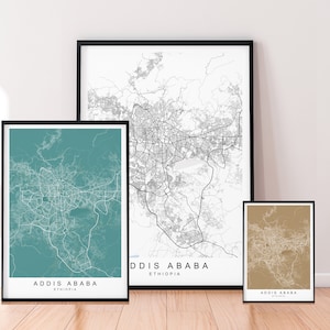 Addis Ababa Map Print Ethiopia Minimalist Addis Ababa City Area Map Poster Wall Decor