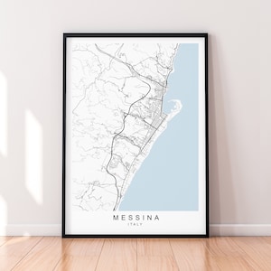 Messina Town Map Italy Print Poster Minimalist Home Messina Italia City Map Poster Wall Art Decor