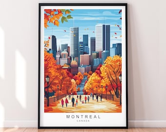 Montreal Fall Travel Print Art Illustration Montreal Canada Poster Wall Art Gift Unframed Print