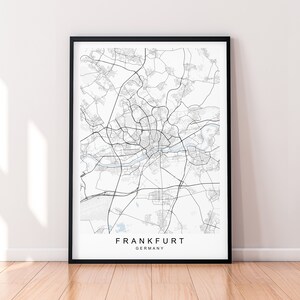 Frankfurt City Map Germany Print Poster Minimalist Home Decor Frankfurt Germany Deutschland Map Poster Wall Art Decor