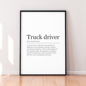Definizione di stampa di apprezzamento per l'autista di camion Poster da parete Stampa minimalista per regalo per autista di camion