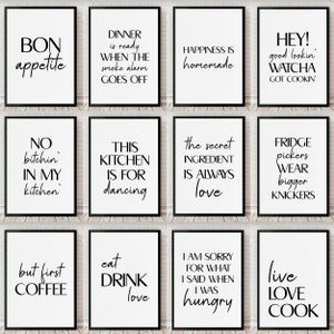 Kitchen Dining Prints Posters Home Décor Gift Typography Prints Gift Minimalist Funny Fun Prints