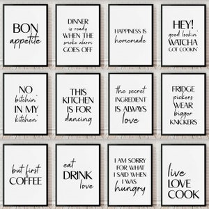 Impresiones para cocina, comedor, carteles, decoración del hogar, regalos, impresiones tipográficas, regalos, impresiones divertidas y minimalistas