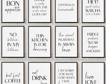Kitchen Dining Prints Posters Home Décor Gift Typography Prints Gift Minimalist Funny Fun Prints
