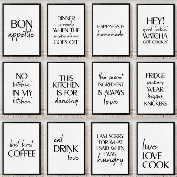 Kitchen Dining Prints Posters Home Décor Gift Typography Prints Gift  Minimalist Funny Fun Prints 