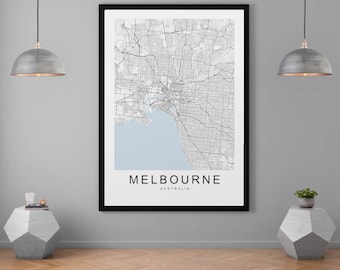 Melbourne Map Town City Map Print Minimalist Home Melbourne Australia Map Poster Wall Decor