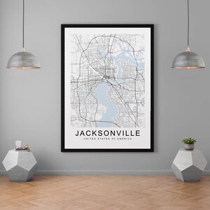 Jacksonville Map Florida City Map Print Minimalistische Home Map Poster Wall Decor