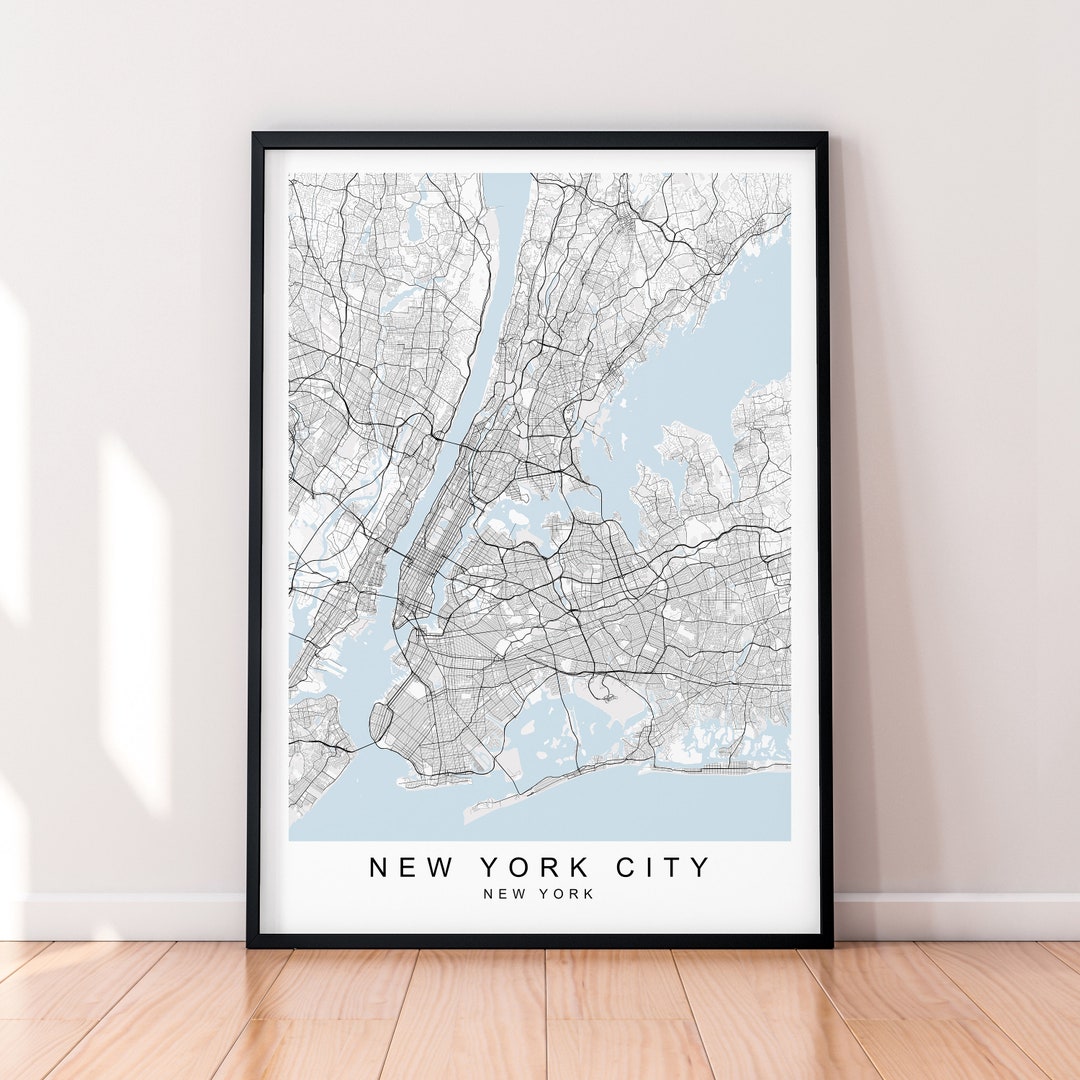 New York City Map Print Poster Minimalist Home Decor New York USA Map ...