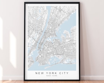 New York City Map Print Poster Minimalist Home Decor New York USA Map Poster Wall Art Decor