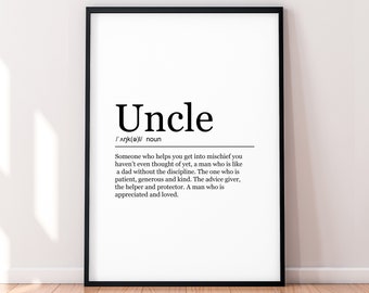 Uncle Print Definition Poster Wall Art Minimalist Uncle Gift Print