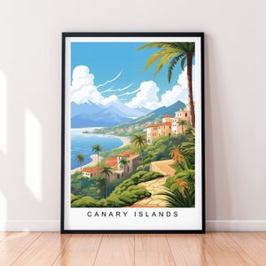 Canary Islands Sunset Illustration Print Canary Islands Travel Poster Gift Unframed Print
