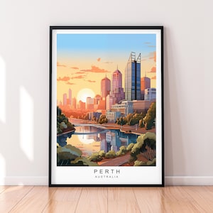 Perth Illustration Print Perth Australia Poster Wall Art Gift Unframed Print