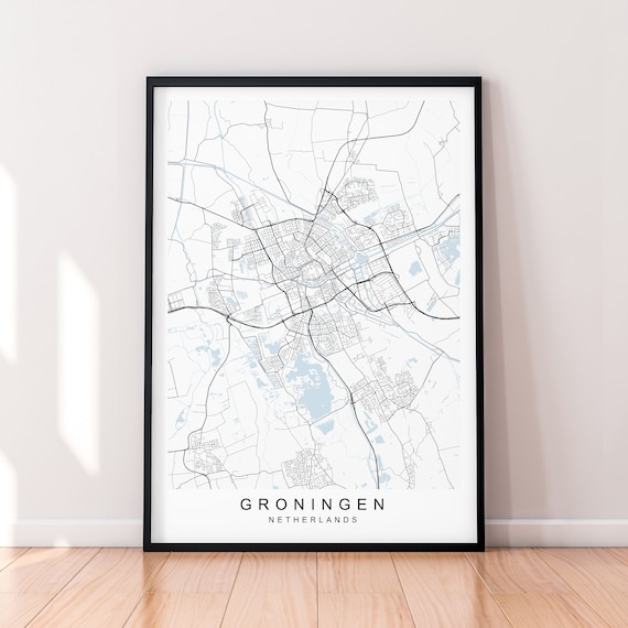 Groningen City Map Netherlands Print Poster Minimalist Home - Etsy ...